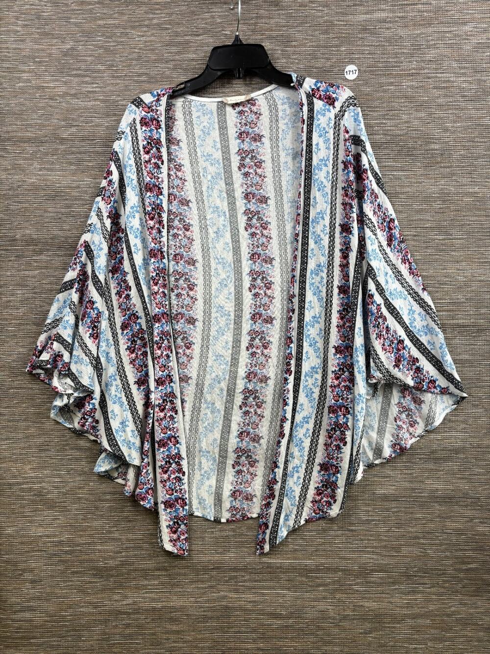 Altar’d State Floral Open Front Kimono Top Women's Size M/L White/Blue/Pink Boho